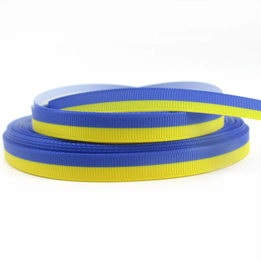 Ribbon decoration,ribbon supplies,grosgrain ribbon 5Yards 25mm Ukraine Flag Grosgrain Ribbon For Hair Bow Diy Crafts Sewing Accessories Bracelet Handmade Materials