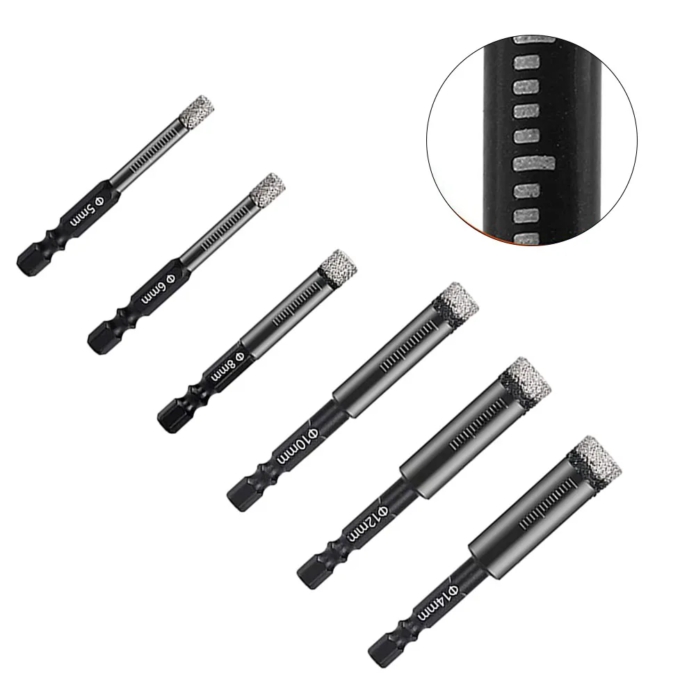 

1pc 6-12mm Dry Diamond Drilling Core Bits Hex Shank Brazed Ceramic Tile Saw Cutter Granite Marble Glass Drill Bits Hole Opener