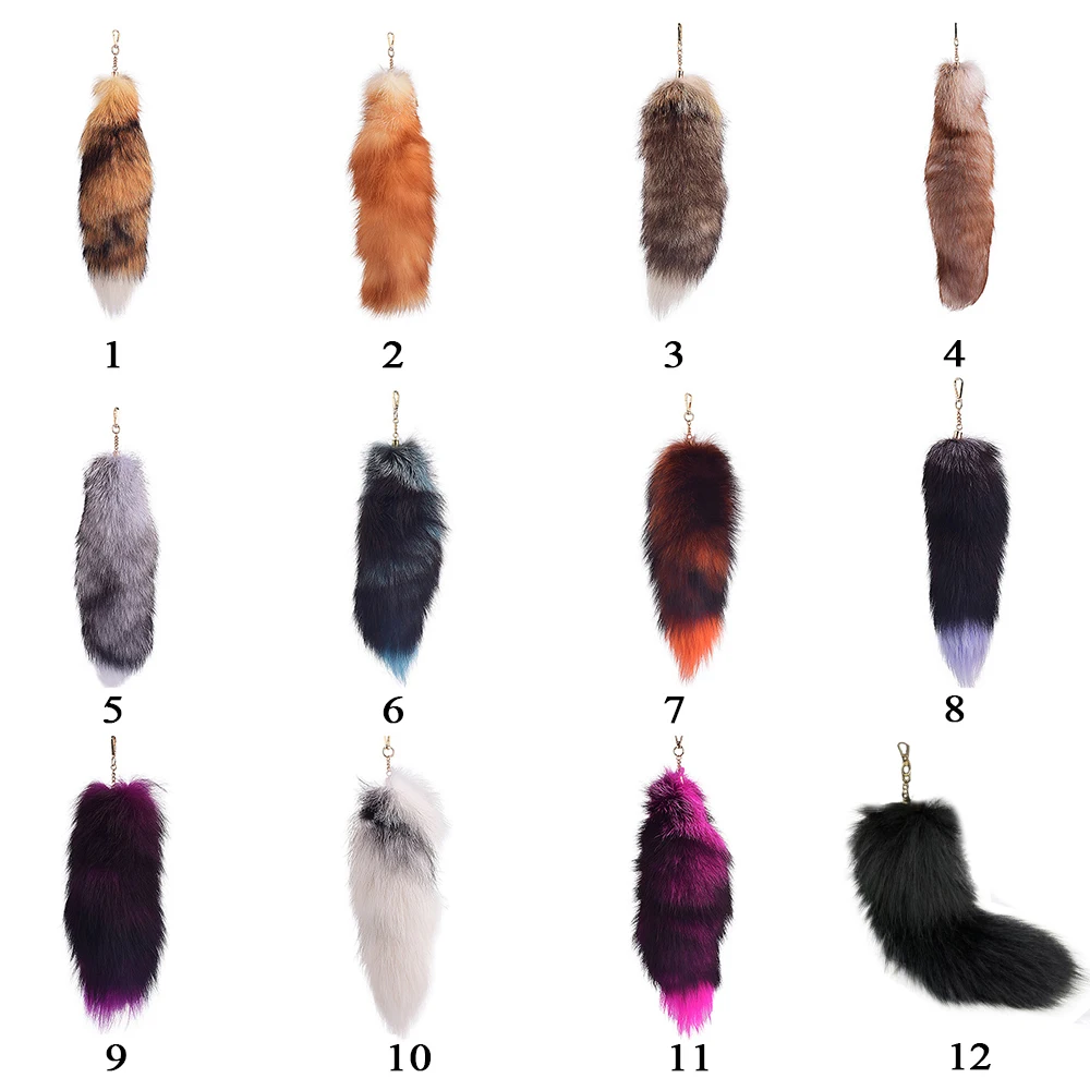 

Fur Bag Pendant Personalized Fox Tail Keychain Soft Plush Pompoms Keys Holder Keyring Gift DIY Bag Charm Accessories 40Cm