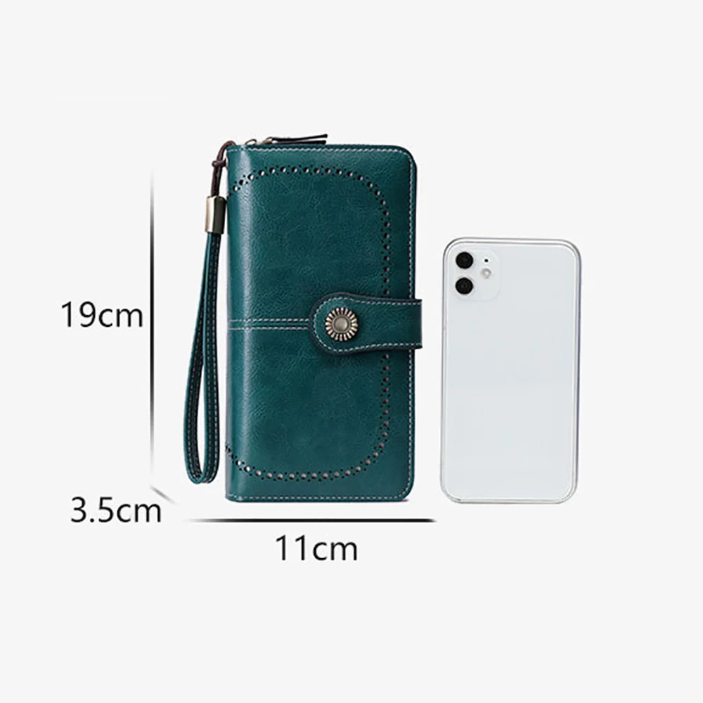 Luxury Texture RFID Blocking Women's Wallet - Retro Hollow Design with Wrist Strap & Large Capacity