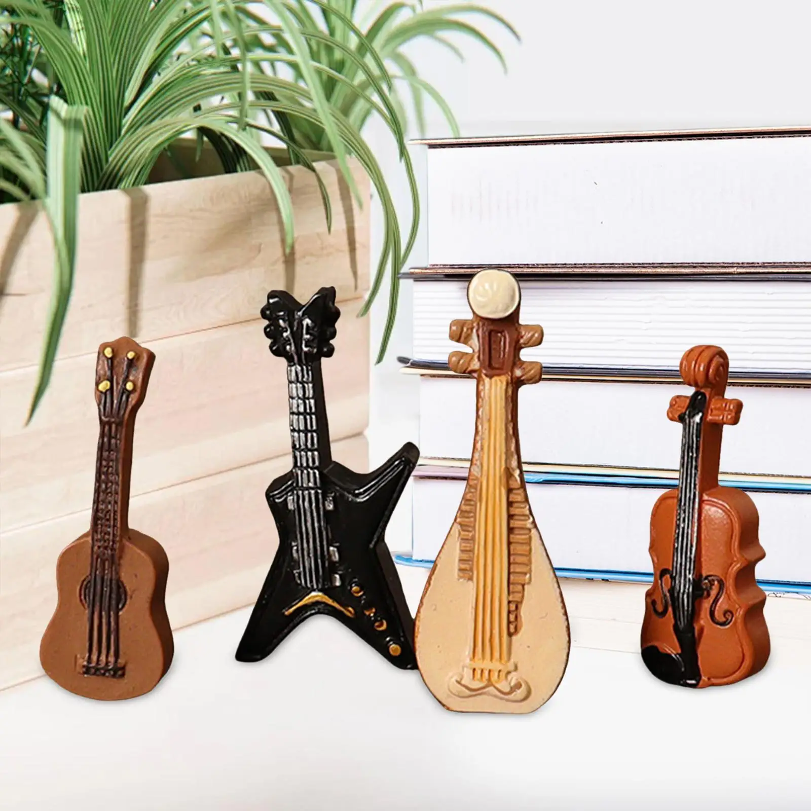 

4 Pieces Dollhouse Instruments Decorative Toy Set Dollhouse Instrument Set