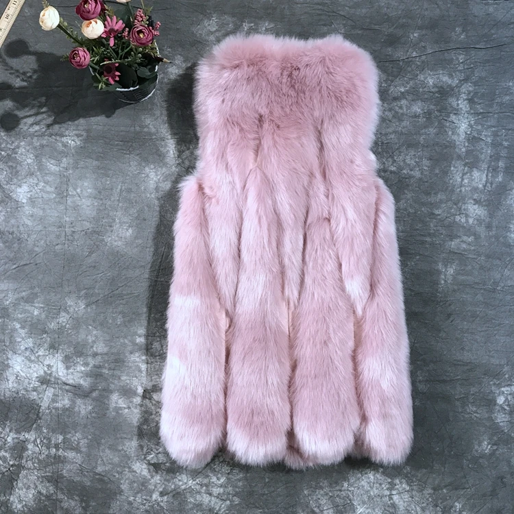 down parka Spring Autumn Winter Women 60cm Long Fashion Style Faux Fox Fur Vest Fake Material Model 063 down puffer coat