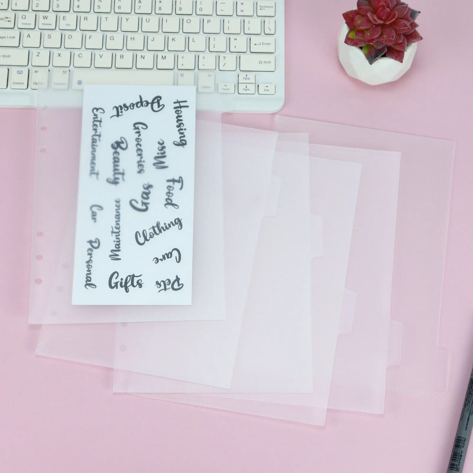 A5 Transparent Frosted Binder Divider Page Organizer Cash Organizer Bookmark Index Stationery Supplies