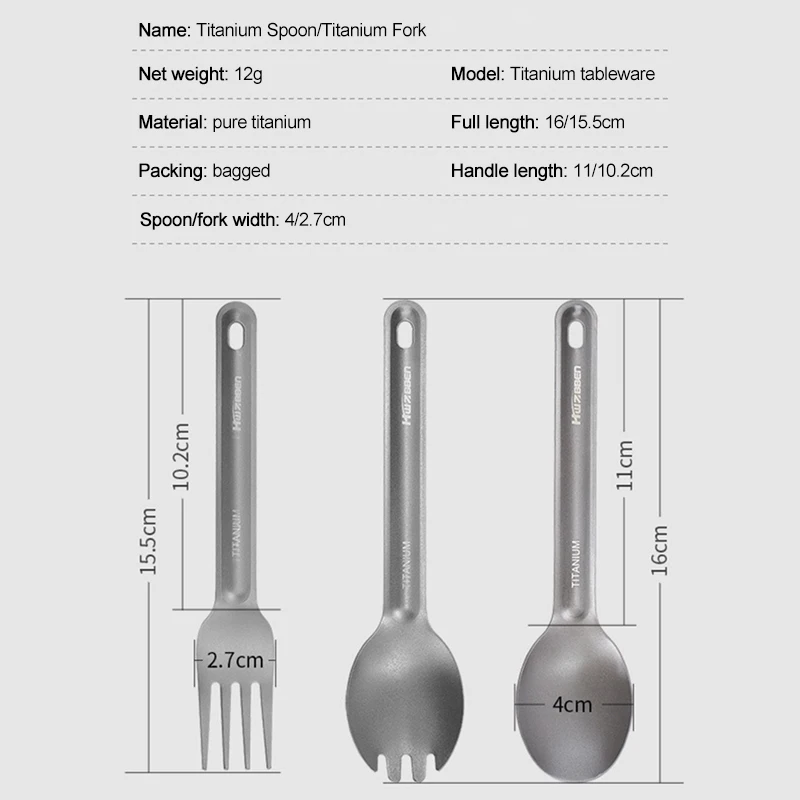 1PC Titanium Spoon Fork Long Handle Spoon EDC Outdoor Camping Titanium Spork Camping Tableware Picnic Accessories