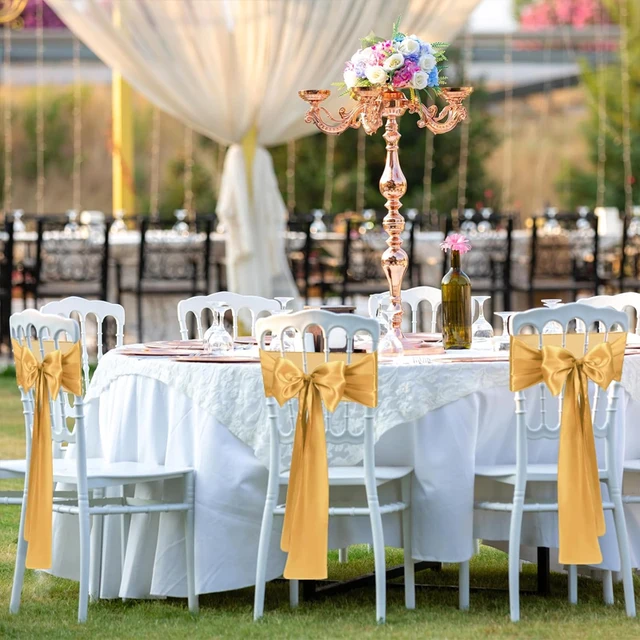 Ceinturage de Chaise en Satin avec Nministériels d, Universel, Ruban, Décoration pour ixde Mariage, Réception, Événements, Banquets, Hôtel 5