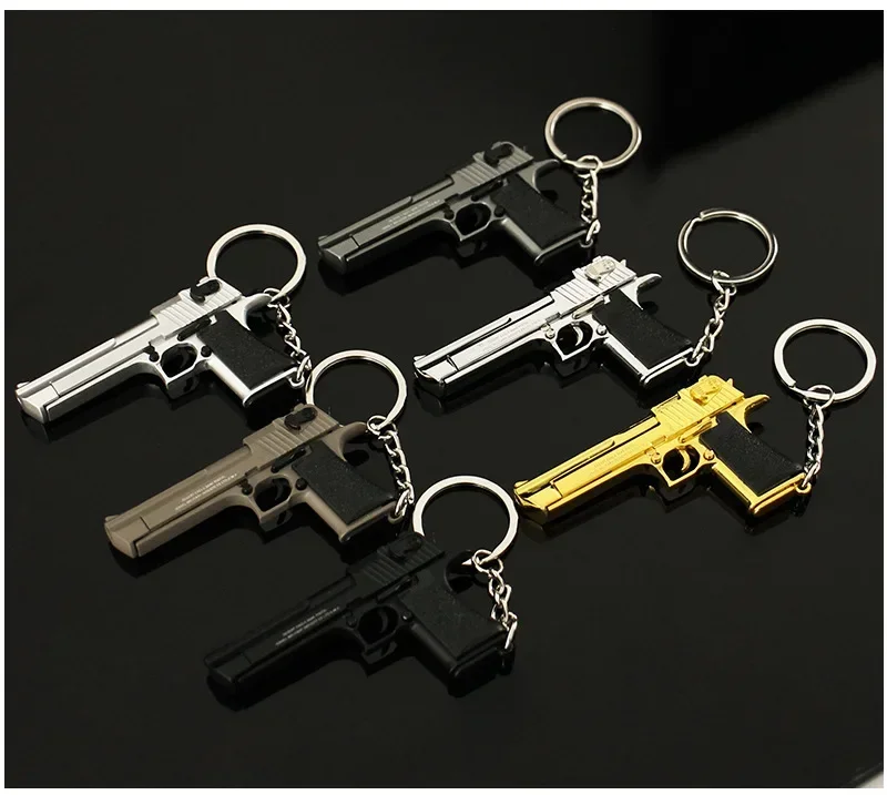 Alloy 1:4 Scale Desert Eagle Mini Pistol Model Keychain Mini Toy Gun Weapon Model Metal Keychain for Adult Kids Christmas Gift 6