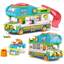

433pcs Beach Camping Motorhome Girl Series Building Blocks Play House City Friends Gathering Creativity Princess Toys for Kid