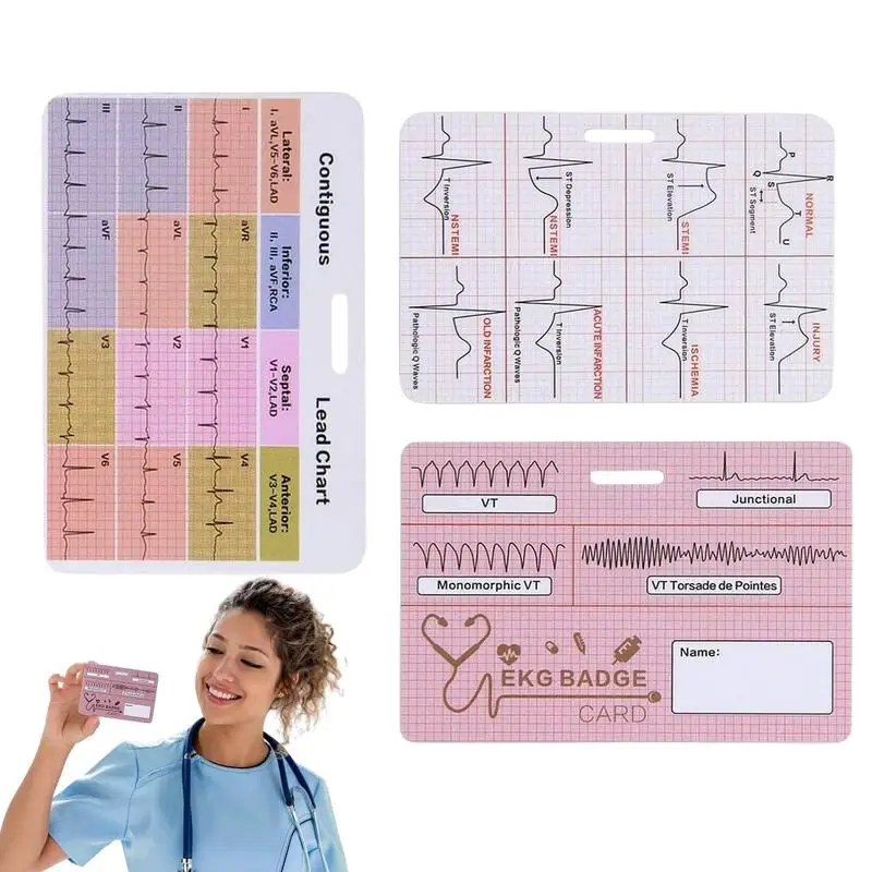 EKG Referenzführer Set - 3x Karten Für Krankenpflege ICU ER Telemetrie