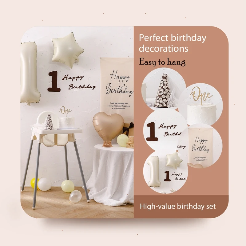 INS Style Daisy 1-3 Years Birthday Hat Set Daisy Balloon Birthday Party Decoration Supplies Girl Banner Flag Kid Gift