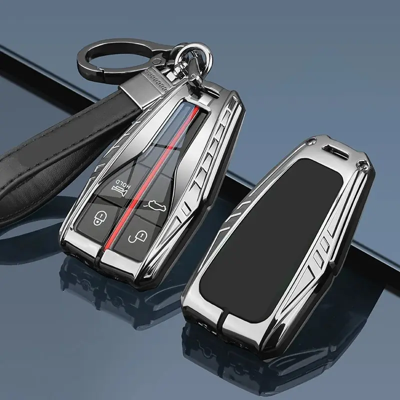 

Metal Car Remote Key Case Cover Shell Housing Holder Chain Fob For Hongqi New H5 HS5 HS3 HS7 H6 H9 HQ9 HongQi 2024 Accessories