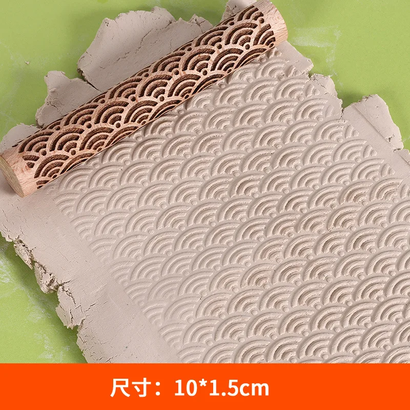 Solid Wood Beech Rolling Pin Clay Tools Pottery Ceramic Texture Wooden Roller Stick Mud Press Printing Mold Art Hobby Tool 10cm