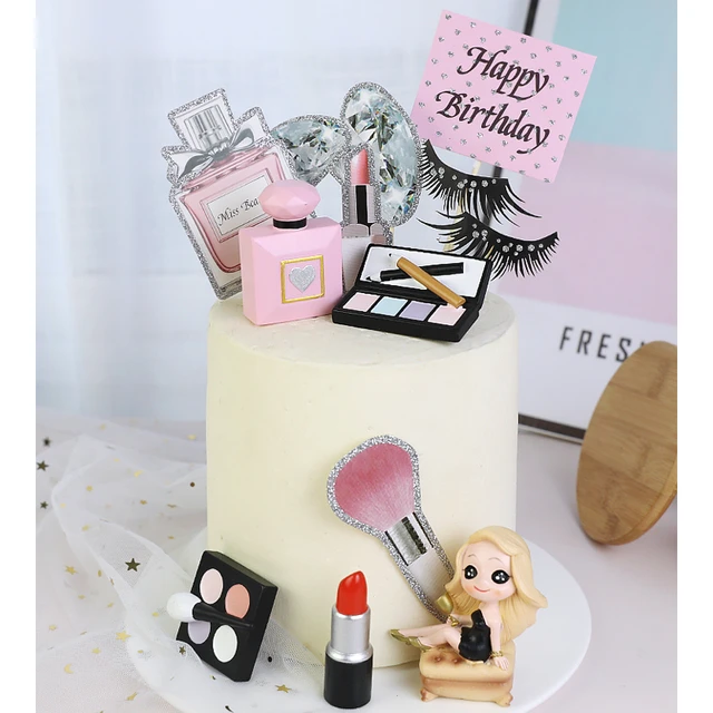 Bolo Toppers para Mulheres e Meninas, Sombra, Saco Cosmético, Batom,  Cupcake Topper, Maquiagem Bolo Bandeiras, Festa de Aniversário, Cozimento  DIY - AliExpress