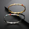 Rainbow Rhinestone Stainless Steel Bangle for Women 2023 New in Gold Plated Jewelry Luxury Gold Color Girlfriend Friend Gift 3