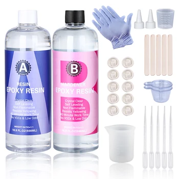 Kit in resina epossidica cristallina 1:1 lucido e bolle Forniture in resina artistica gratuita per rivestimento e fusione Creazione di gioielli fai-da-te artigianali 1