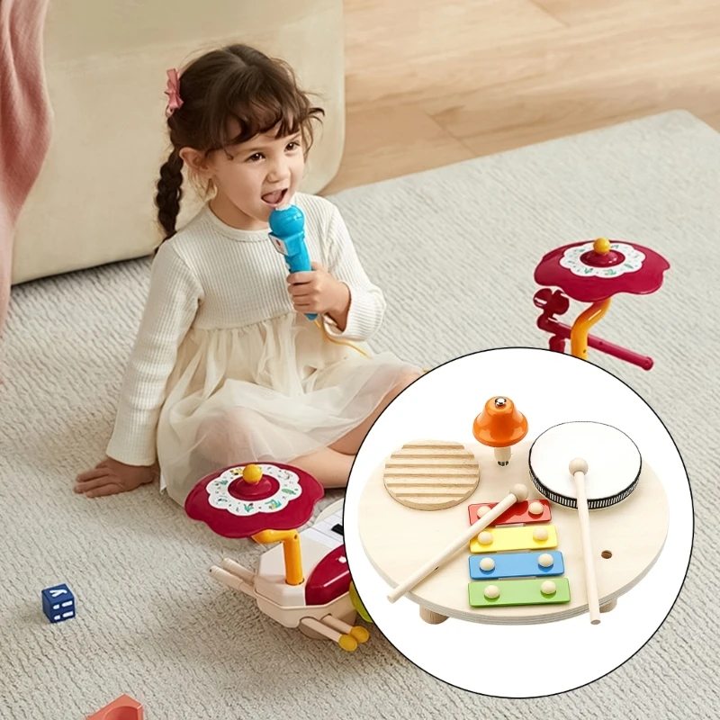 Musical Toy Drum Set Musical Instruments Baby Toy Music Percussion Instruments A52F
