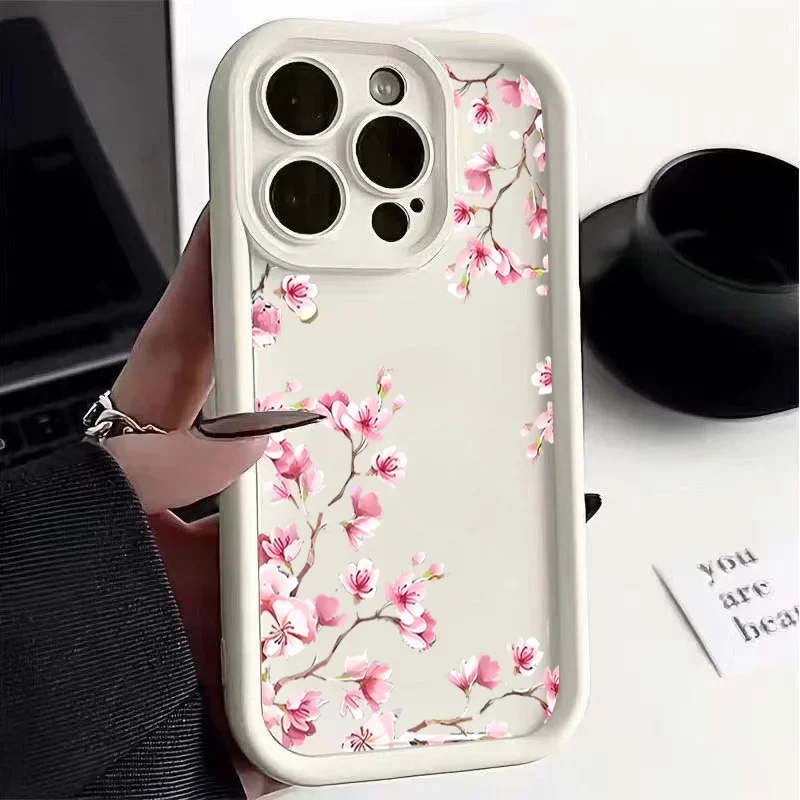 Elegant Pink Magnolia Blossom Silicone Case Cover
