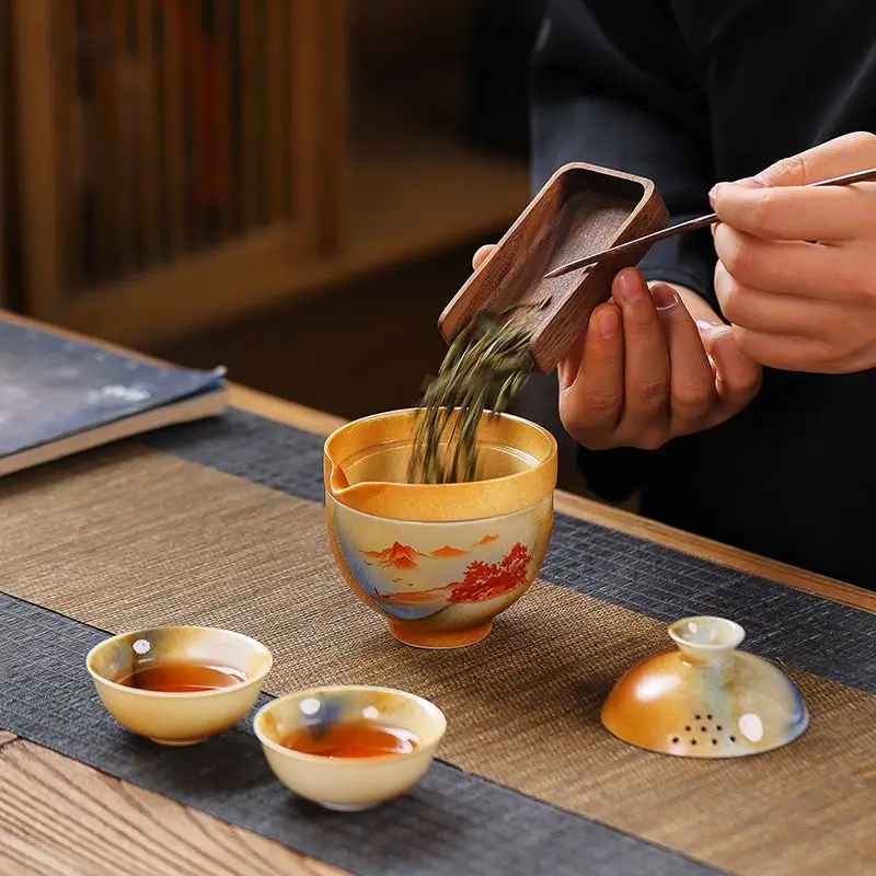 Travel Tea Set Express Cup Portable Small Carry on Bag Outdoor Kung Fu Pot
