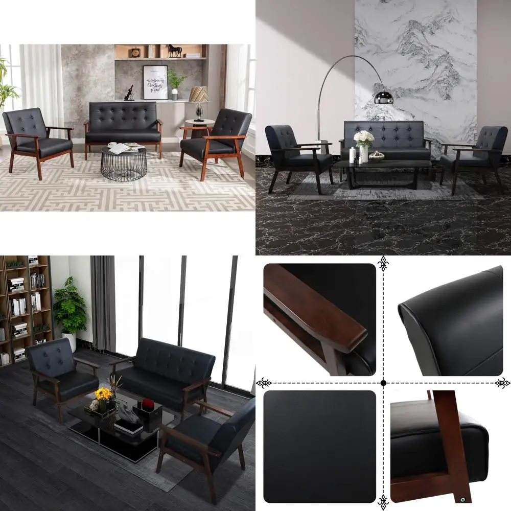 Ljustra Mid-Century Modern Loveseat and Accent Chairs Set