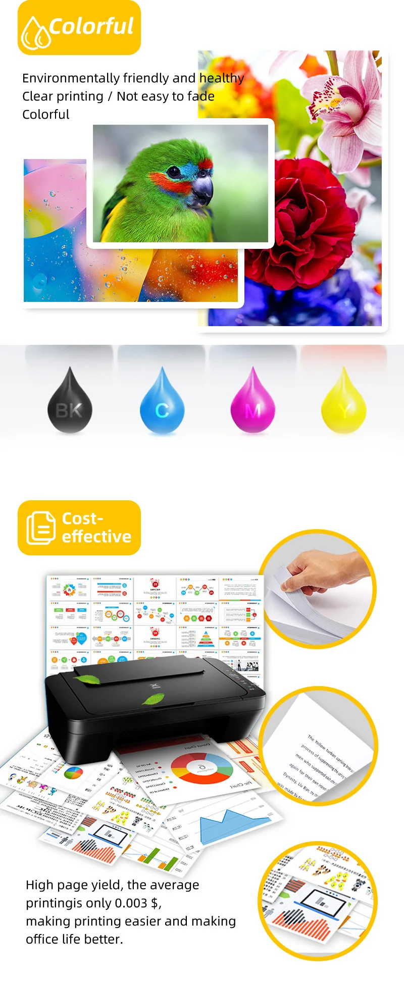 Description Picture 4 of item1000ML 1KG Liter Black C M Y Refill Dye Based Ink Kit Replacement For Epson Iconic Brand HP Brother Lexmark Samsung Iconic Brand Inkjet Printer