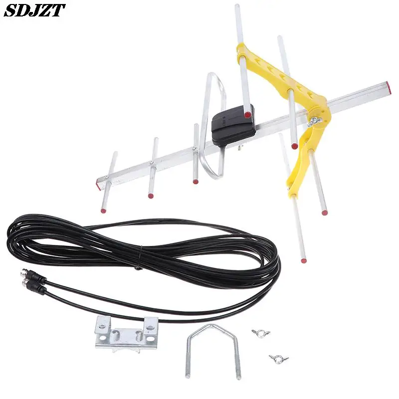 야외 100 마일 증폭 8 야기 안테나, 10dB 장거리 UHF, VHF, FM, 1 개