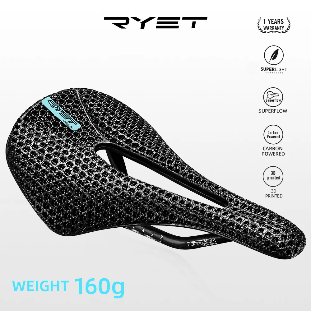 

RYET Bike Carbon Saddle 3D Printed Saddle 140/143mm 7x9 Round Rail SuperLight Road MTB Racing Bicycle Seat Saddles Cushion Parts