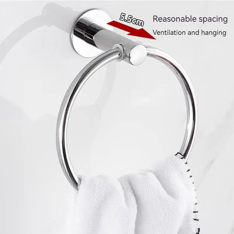 No-drill towel ring, towel holder for bathroom and shower room storage, made of 304 stainless steel, hanging ring