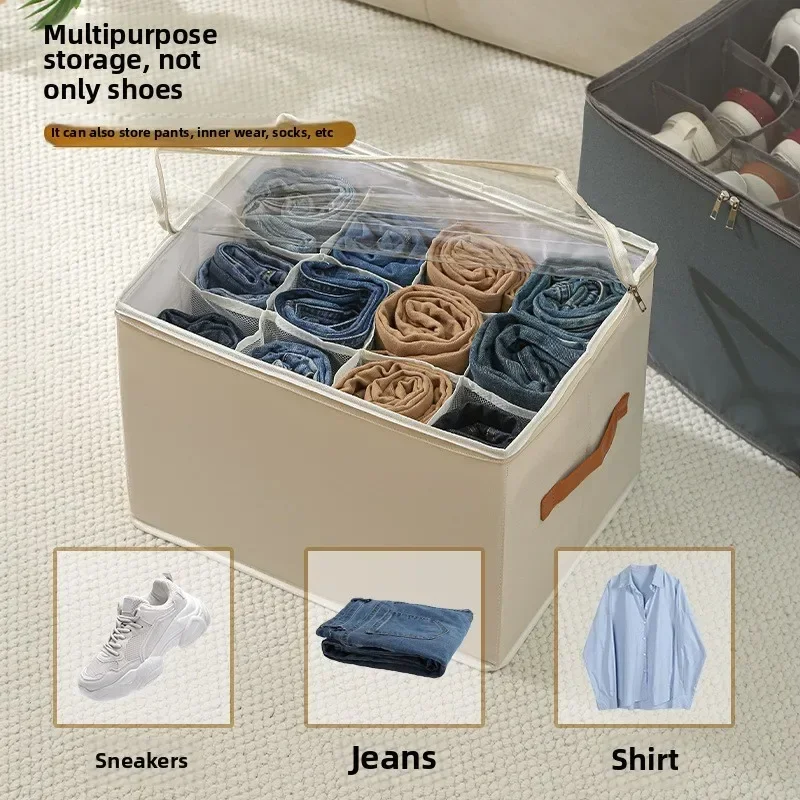 Multifunktionale, faltbare Schuhbox mit Netzgewebe, staubdicht und waschbar, inklusive Schutzhülle, ideal zur Aufbewahrung von Kleinigkeiten._voghion.com
