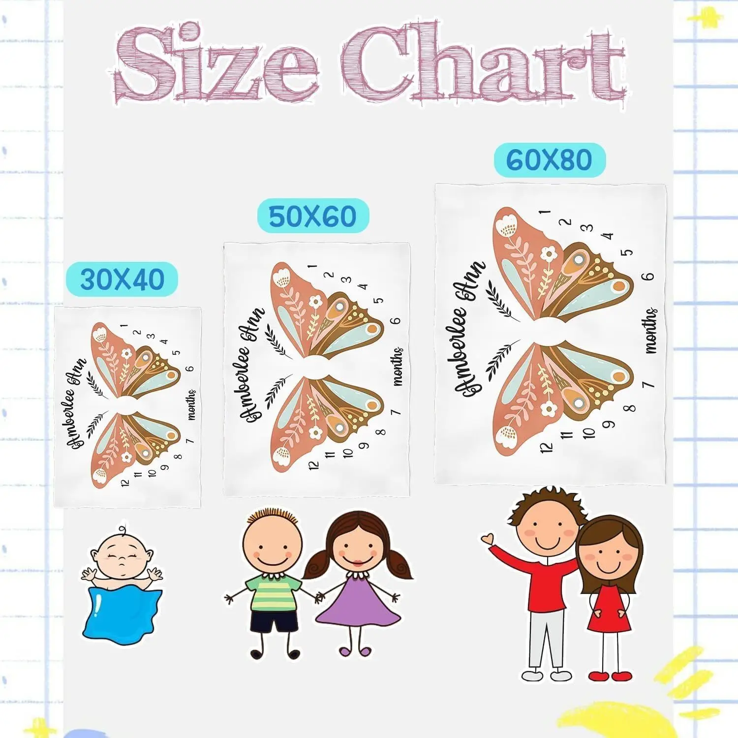 Personalized gifts for customizing names for babies,monthly milestone blankets for baby girls and boys,baby growth chart blanket 4