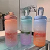 2 Liter Water Bottle with Straw Female Girls Large Portable Travel Bottles Sports Fitness Cup Summer Cold Water with Time Scale 4