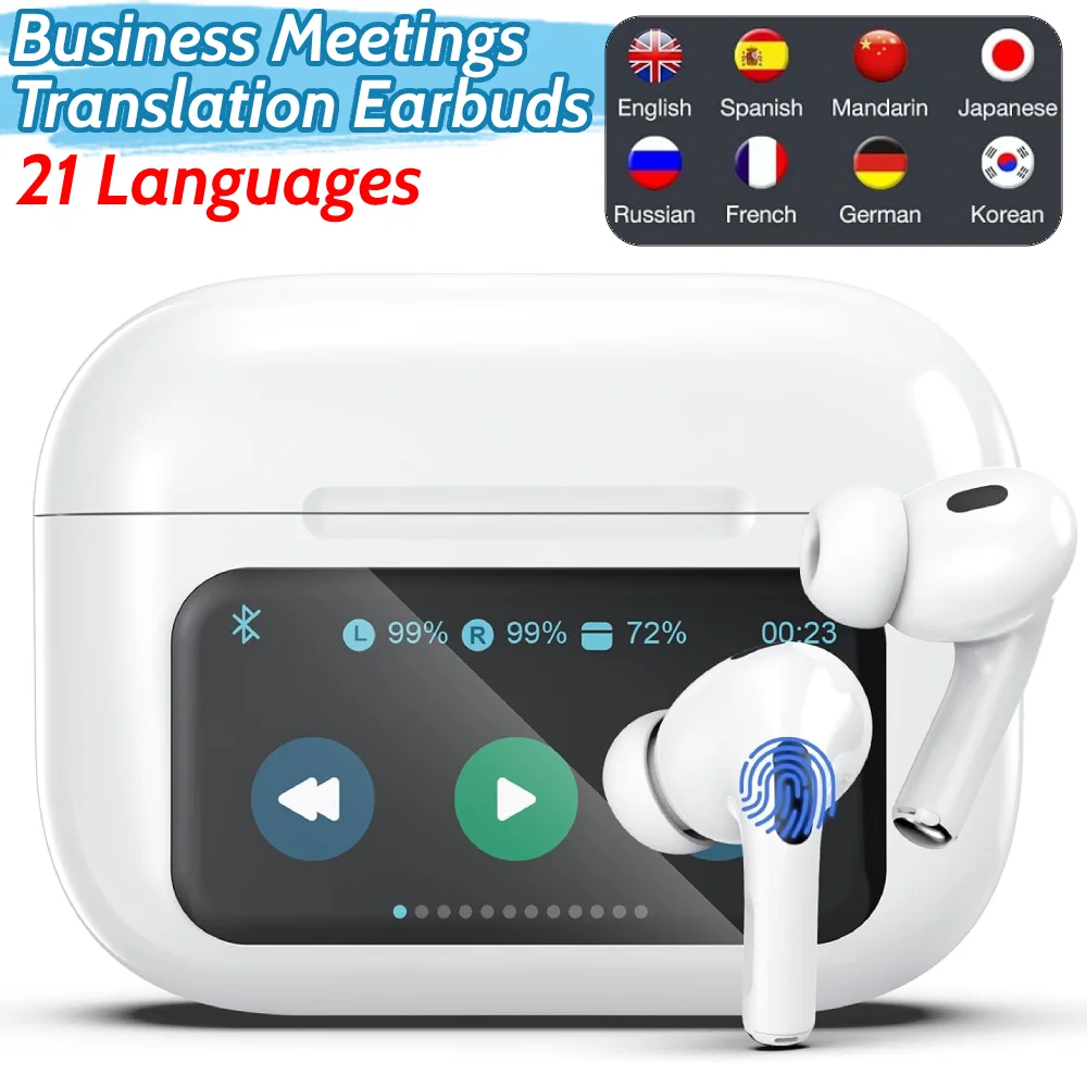 Business Meetings Wireless Translation Earbuds 98% Accuracy Simultaneous Translation Seamless Superb Audio Guality