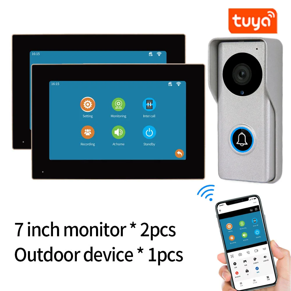ベル　2台セット New 1080P 10 Inch Touch Screen Wifi 2 Wire Video Doorbell