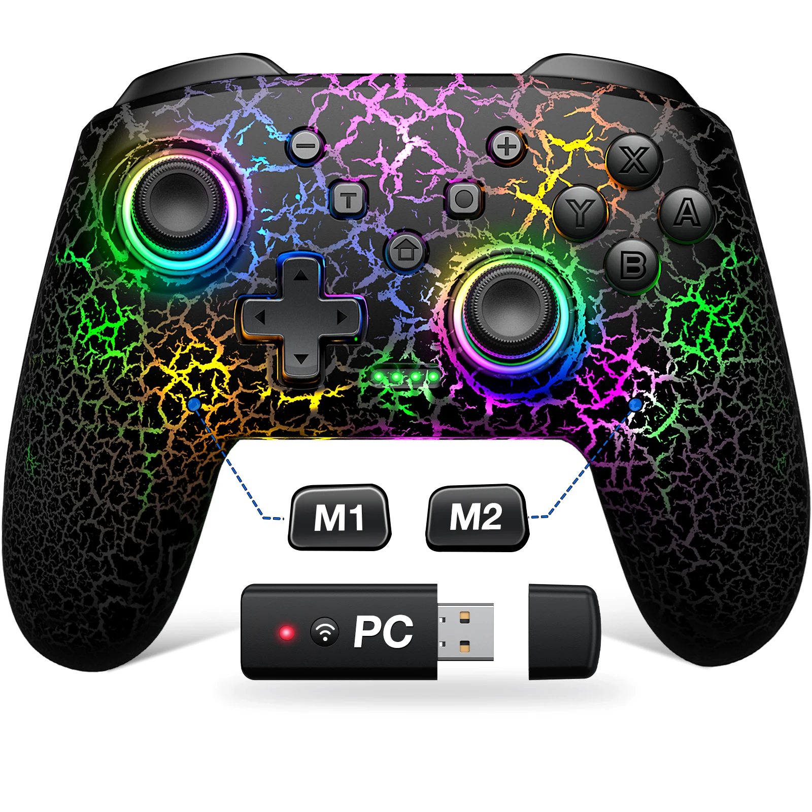 Pour Nintendo Switch/Oled/PC Manette de jeu colorée sans fil pour  iPhone/Android, B