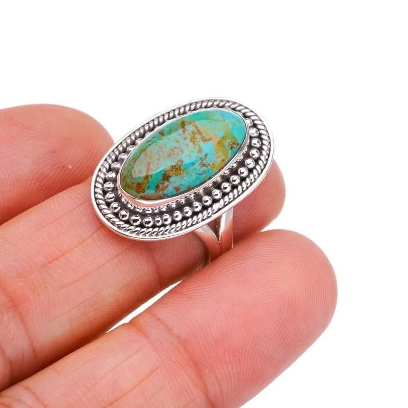 

StarGems® Natural Turquoise Handmade 925 Sterling Silver Ring 5.75 F2380