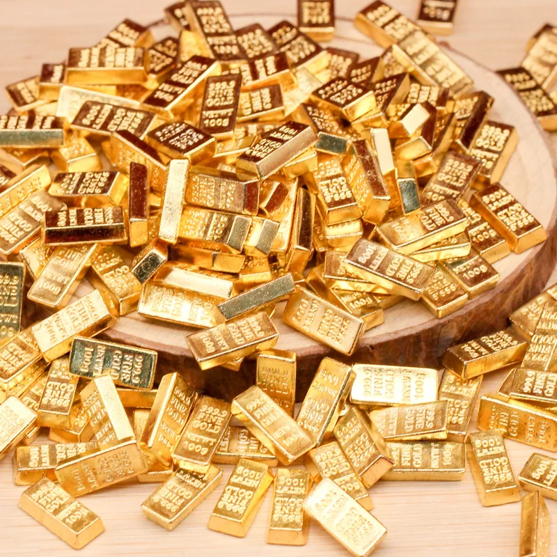 Ultra-Realistic Mini Gold Bar Simulated Ingots - DIY Ornament Accessories, Solid Material (50/100pcs)