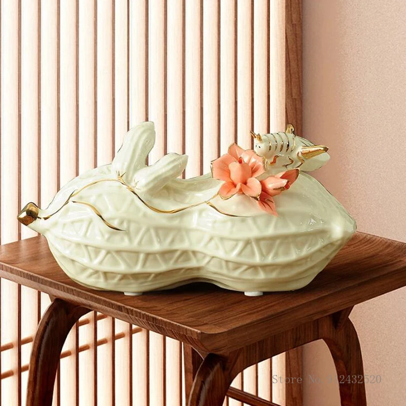 

Креативная Керамическая скульптура из арахиса и капусты в китайском стиле, свадебный подарок, дом и гостиница, гостиная, обеденный стол, поделки, 1 шт.