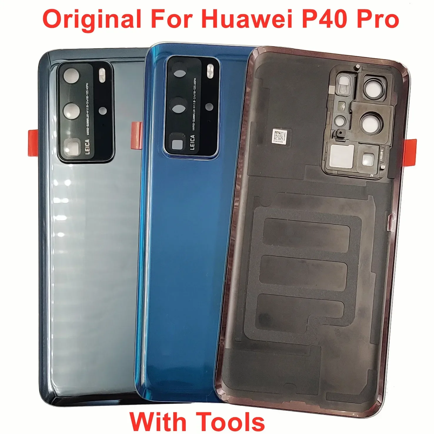 

Original Glass Cover For Huawei P40 Pro Battery Cover Hard Back Lid Door Rear Housing Panel Case + Camera Lens + Glue Adhesive