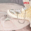3 pièces en acier inoxydable couronne Double trou chaînes Cartilage Srecw dos boucles d'oreilles ensemble pour femmes oreille Helix Piercing bijoux