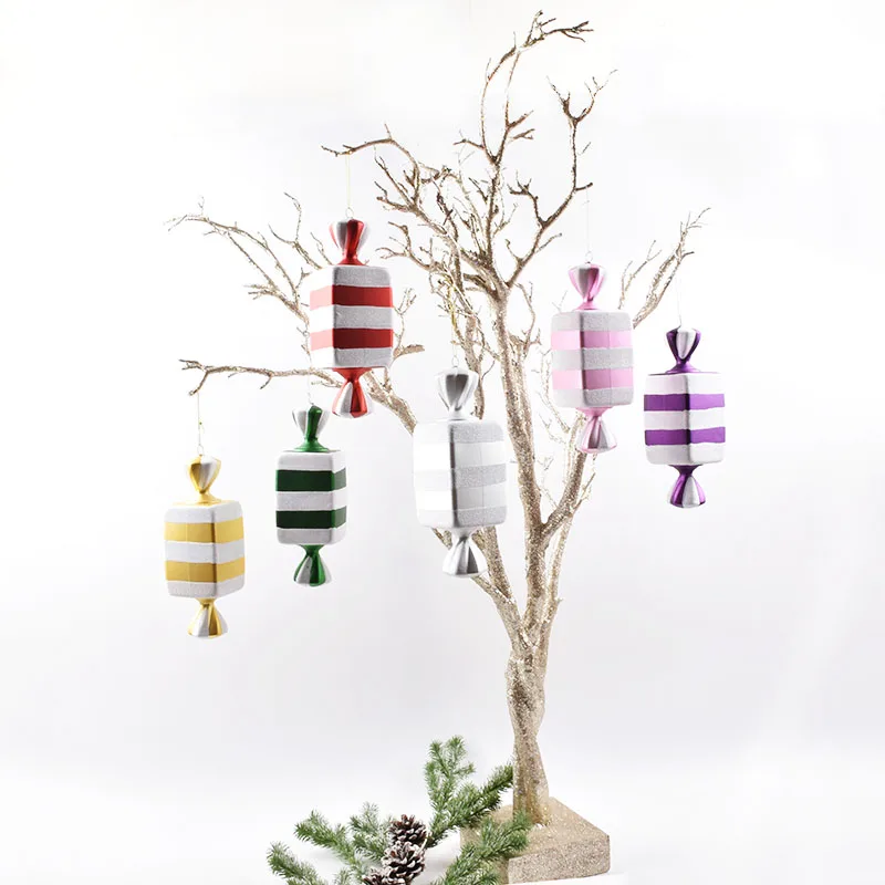 

2023 Christmas Candy Pendant 20cm Electroplated Painted Candy Square Multicolor Candy Pendant Party DIY Decoration Home Decor