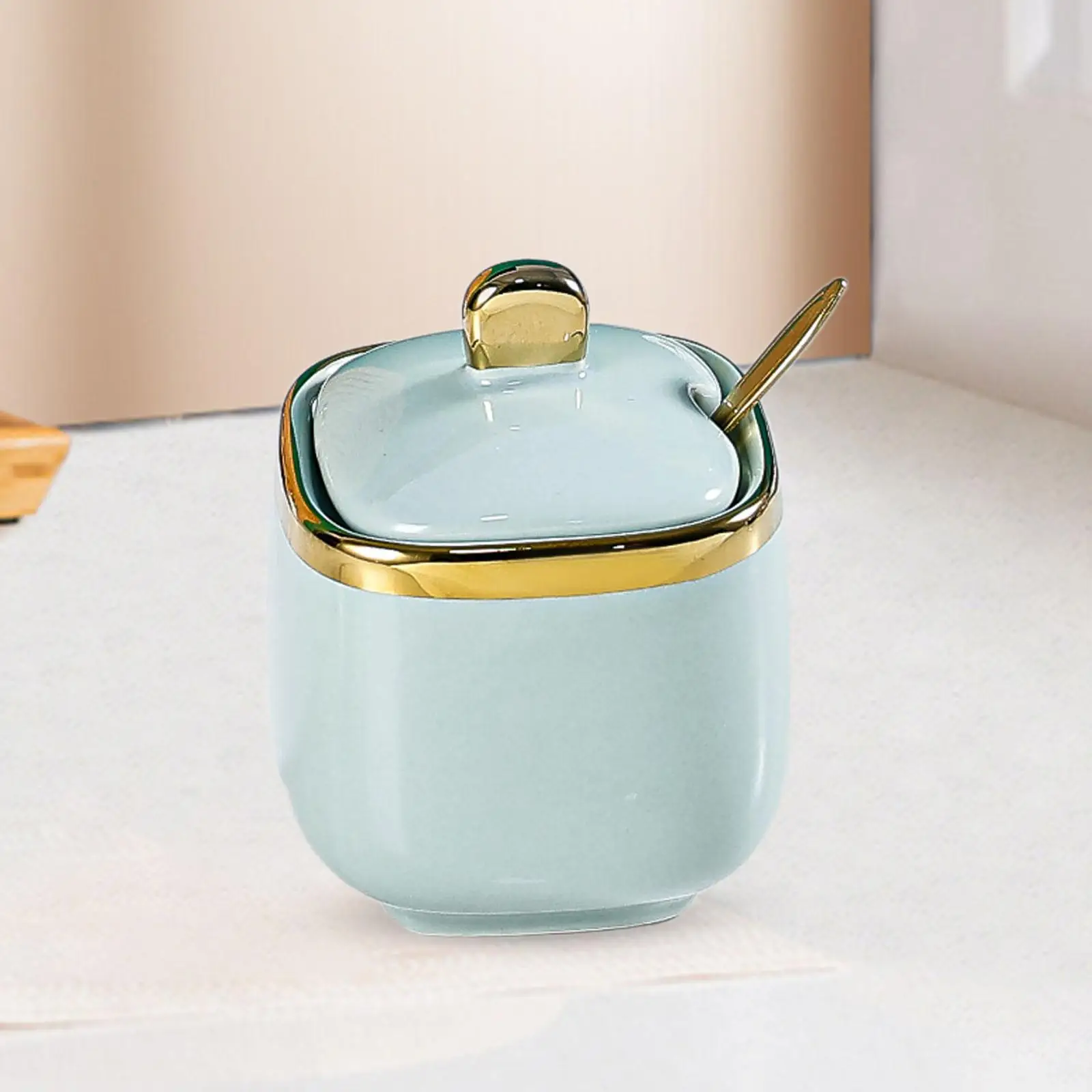 Porcelain Sugar Bowl ,Salt Container ,Spice Seasoning Box, Ceramic Salt Bowl Seasoning Jar Ceramic Condiment Pot