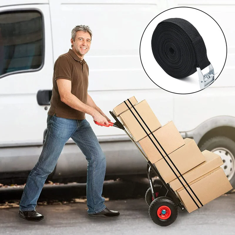 2pcs Tie Down Strap Cargo Luggage Binding Tighten Strong Rratchet Tension Tow Rope with Metal Buckle Organizer Straps
