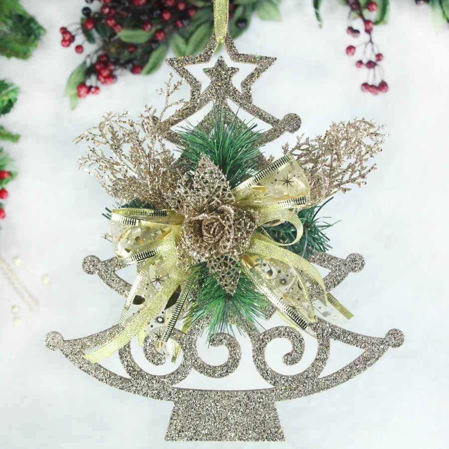 

Рождественские украшения, 25 см, игольчатый лук из сосны, липкая пудра, дерево, окно, торговый центр, KTV, реквизит для одежды в отеле