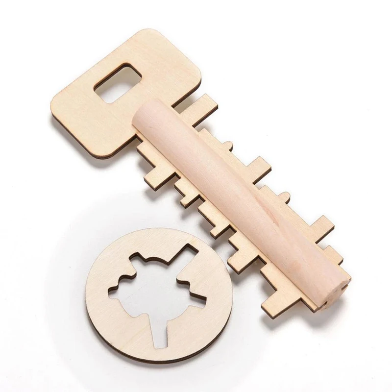 

Wooden Puzzle Key Lock IQ Brain Teaser Casse Tete Luban Unlock Intellectual Toys Games Kids Adults Juegos De Ingenio