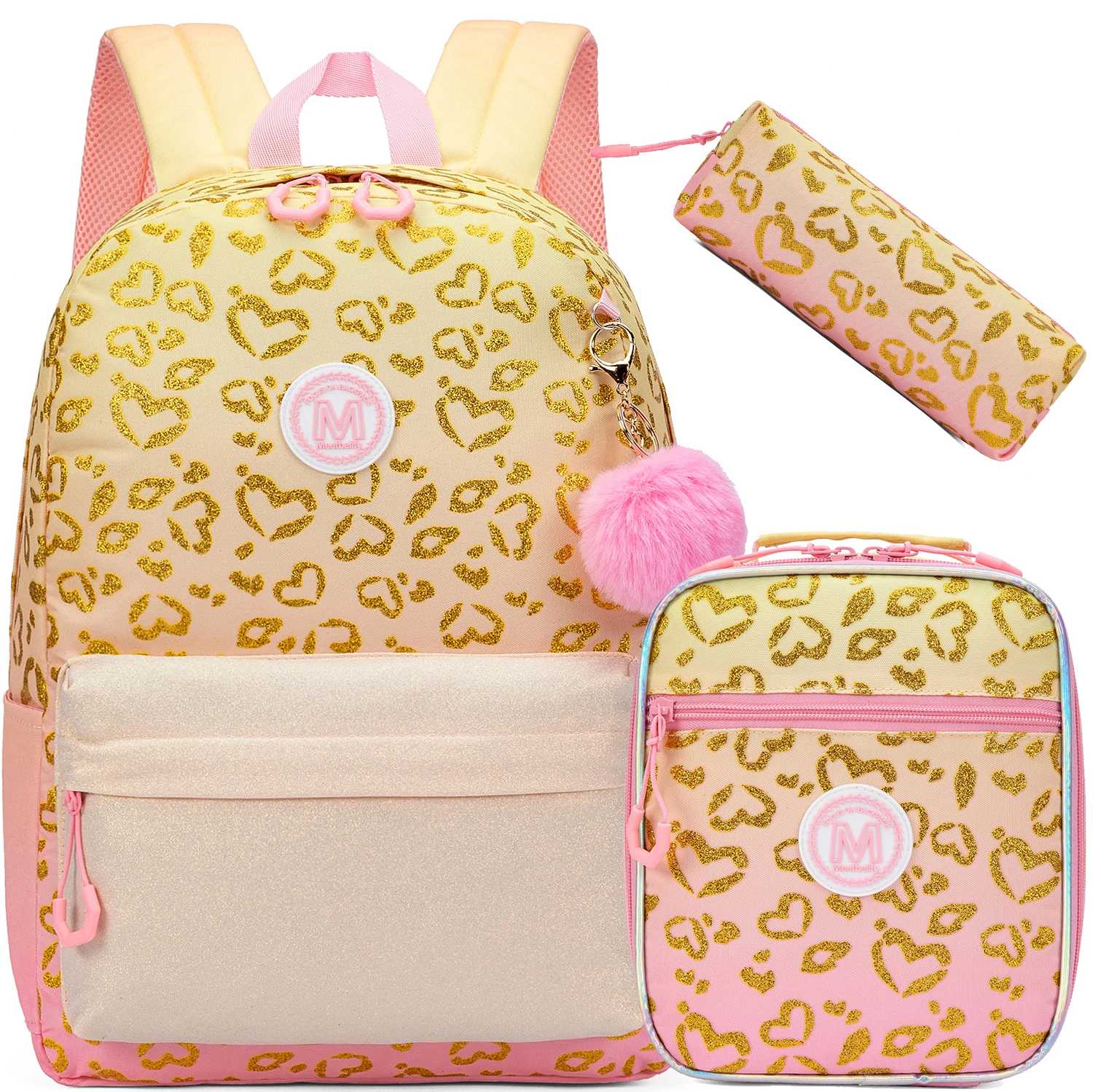 حقائب ظهر ترتر أنيقة للفتيات، تتضمن صندوق غداء ومق...