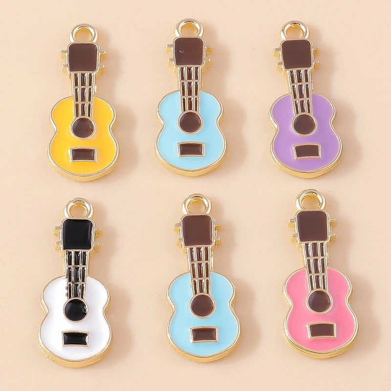 Leslie 10 Stück 5 Farben Musikinstrument Gitarre Charms für DIY Violine Anhänger Armband Halskette Schmuckherstellung Zubehör