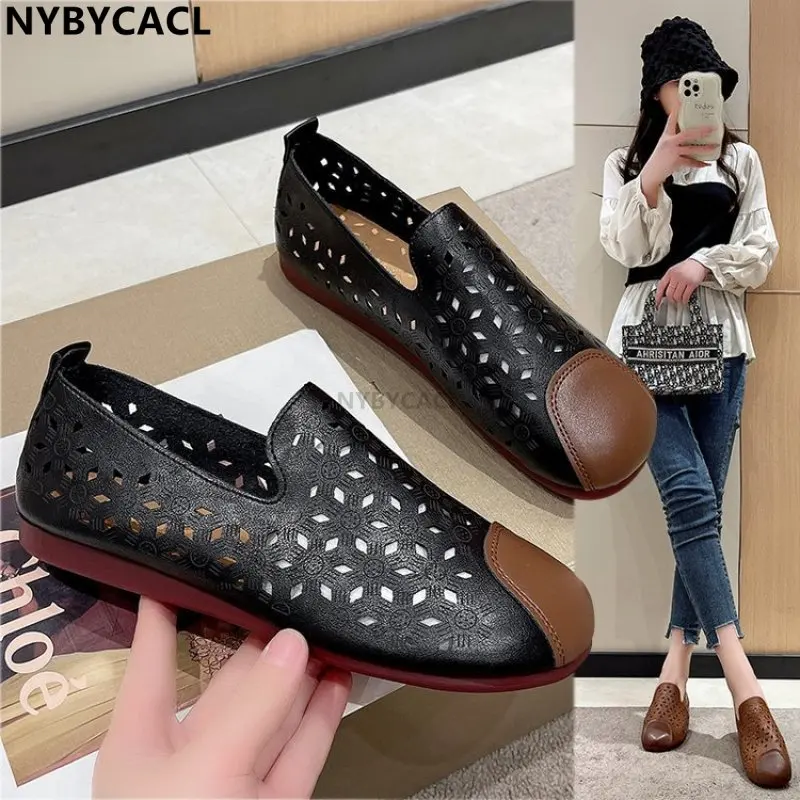 

Spring Autumn Designer Shoes Women's Buckle Dec Ballet Flats Slip-on Shoes Woman Leather Moccasins Mom Flat Driving Loafers Lady