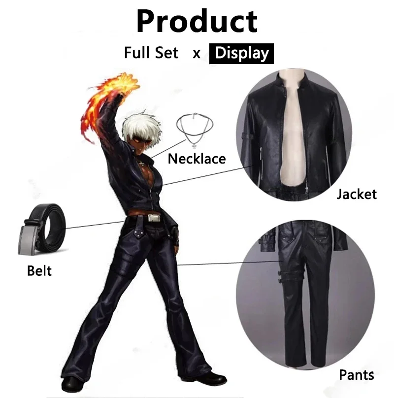 The King of Fighters: K',K DASH | Cosplay Costume Set 23 The King of Fighters-Inspired K' Cosplay Costume for Men