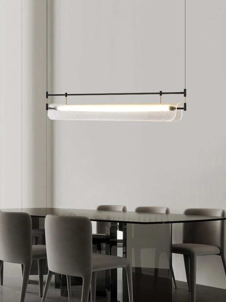 Simple restaurant chandelier modern fashion designer dining table bar design sense long stripe lamps