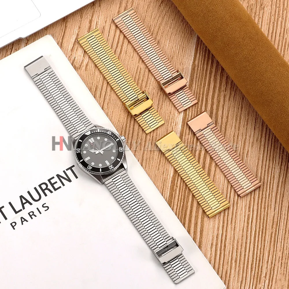 Elegant Stainless Steel Watch Strap – Matte & Polished Finish, Quick Release Bracelet