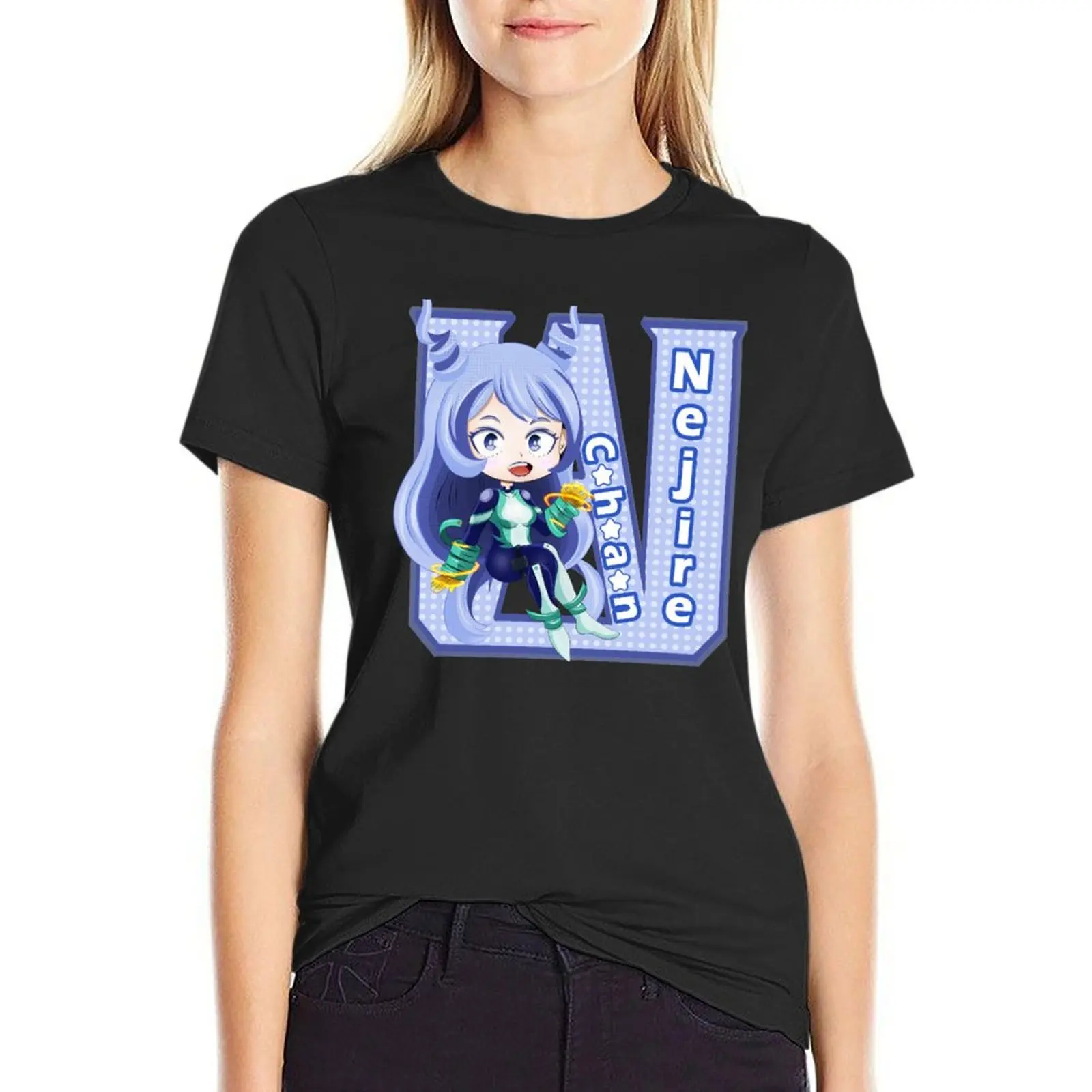 

Футболка Nejire Chan, футболки с графическим рисунком, простая футболка с коротким рукавом, винтажное платье-футболка для женщин, сексуальное