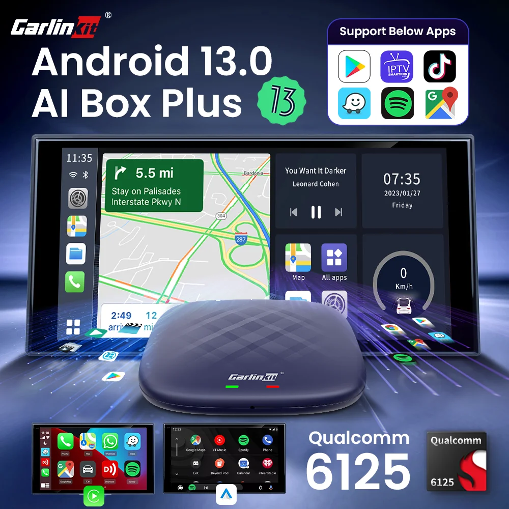 CarlinKit Wireless Carplay Android Auto TV Box Android 13 Wireless Adapter for Youtube Android CarPlay Video Box QCM6125 WiFi BT
